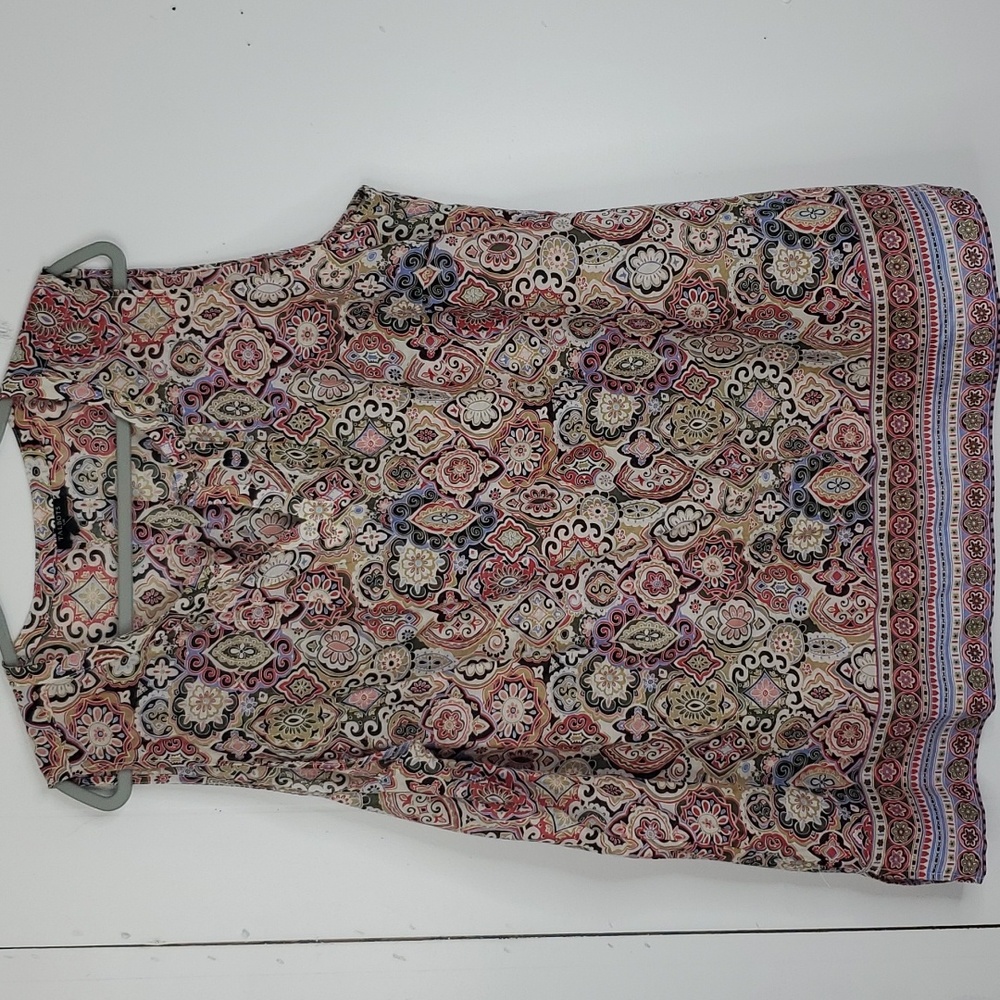 Talbots Cream Multi-Color Printed Sleeveless Tank Top